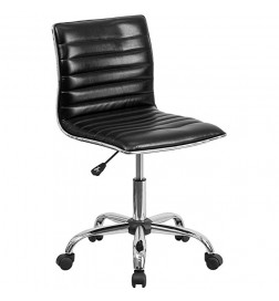 Flash Furniture Low Back Designer Armless Black Ribbed Swivel Task Chair