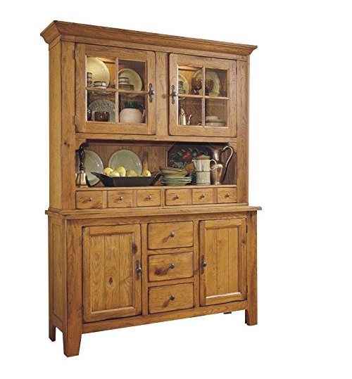 Broyhill Attic Heirlooms China Base and Hutch in Natural Oak Stain